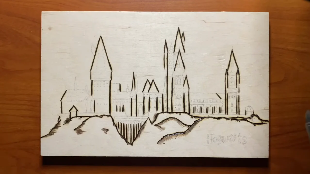 Practising basic wood-burning strokes